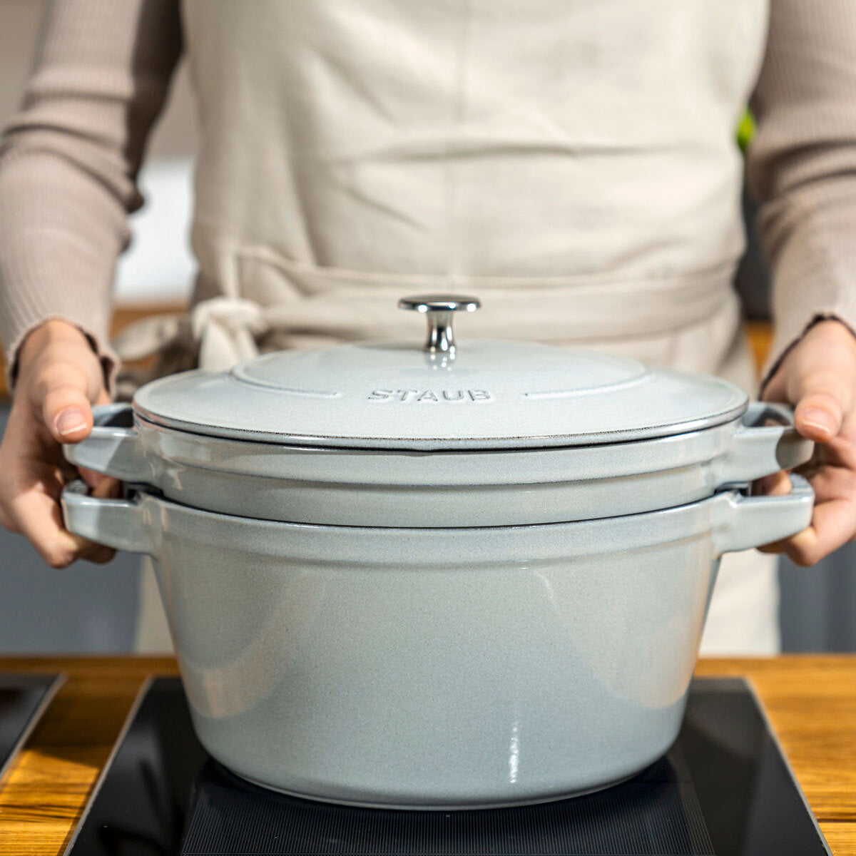 STAUB Stackable 3 Piece Pot Set in 3 Colours