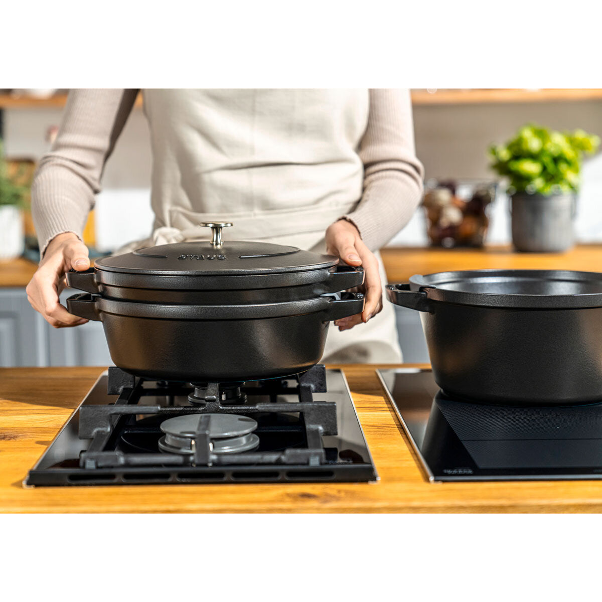 STAUB Stackable 3 Piece Pot Set in 3 Colours