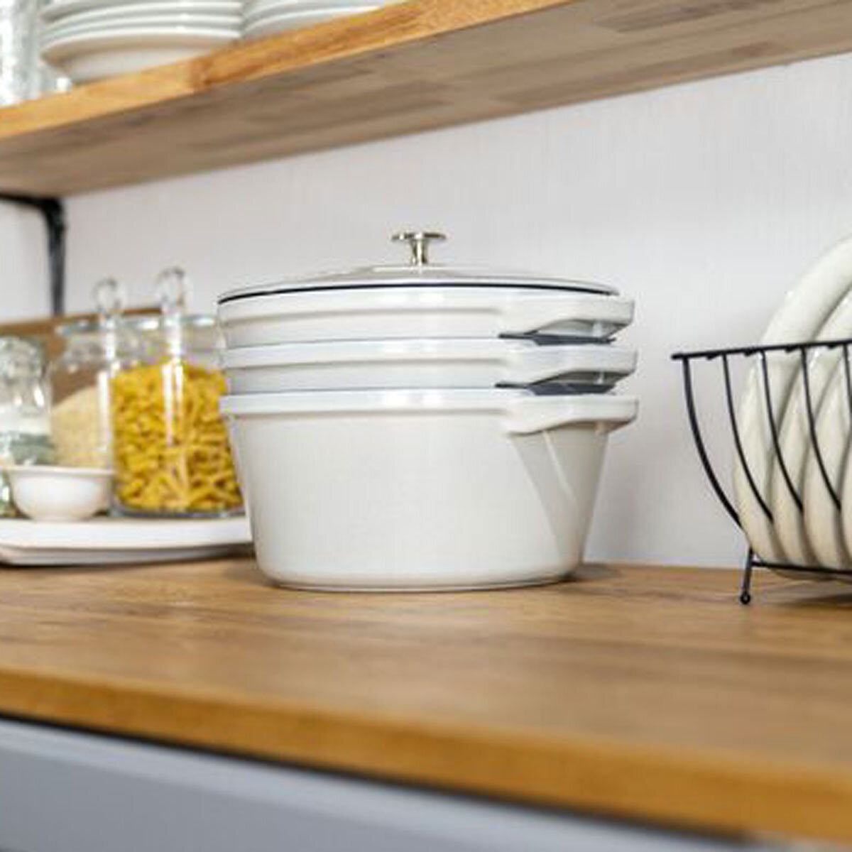 STAUB Stackable 3 Piece Pot Set in 3 Colours