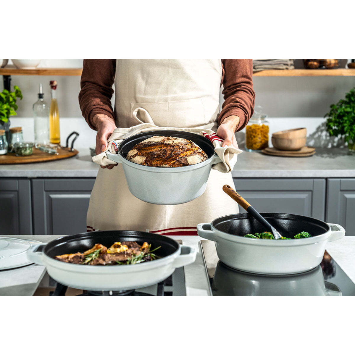 STAUB Stackable 3 Piece Pot Set in 3 Colours