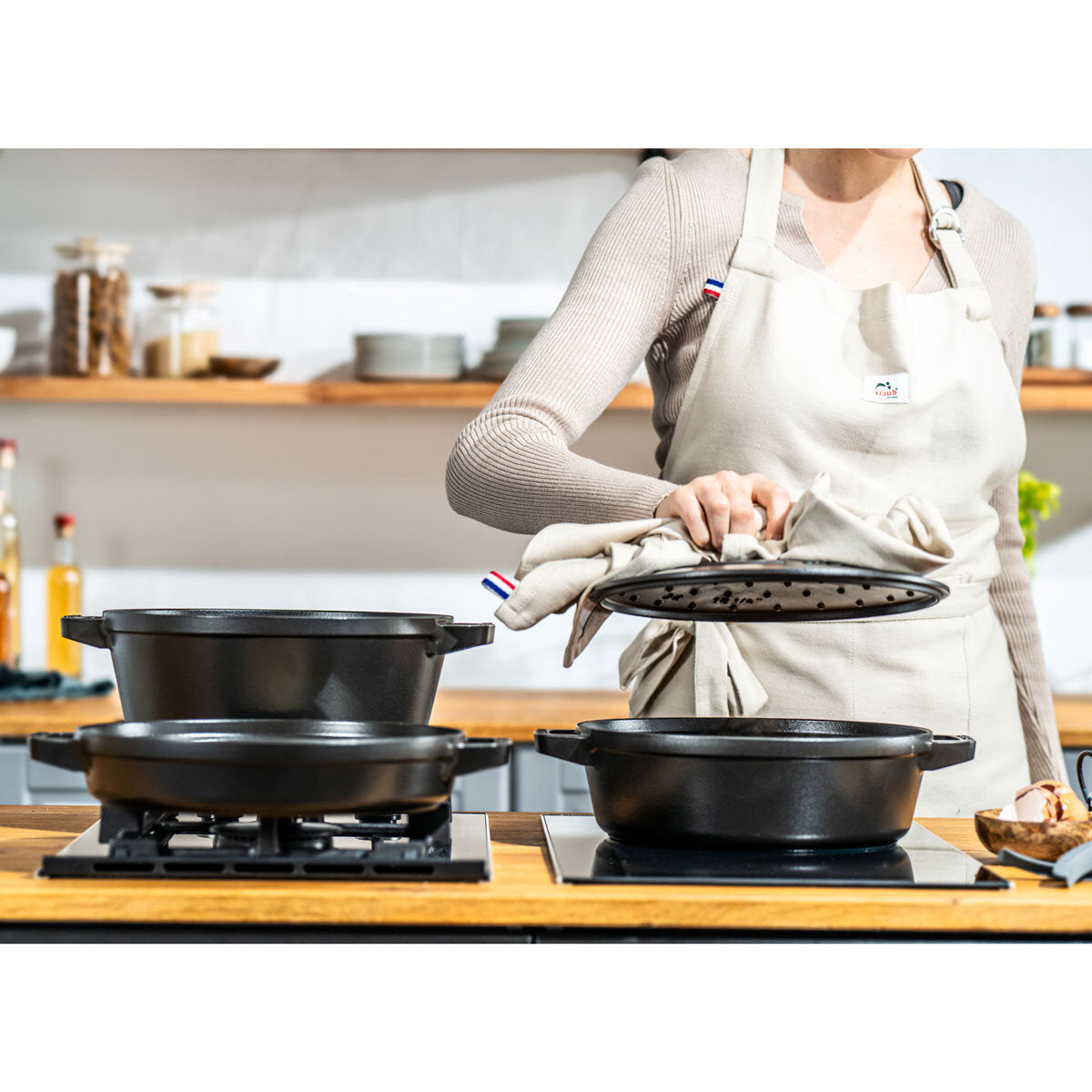 STAUB Stackable 3 Piece Pot Set in 3 Colours