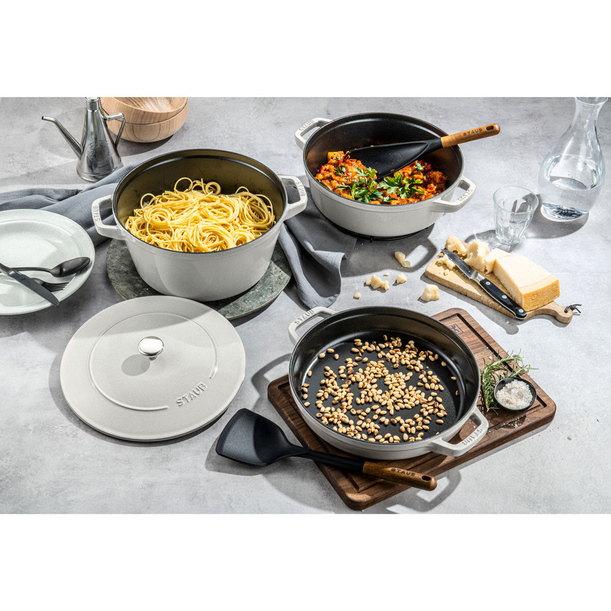 STAUB Stackable 3 Piece Pot Set in 3 Colours