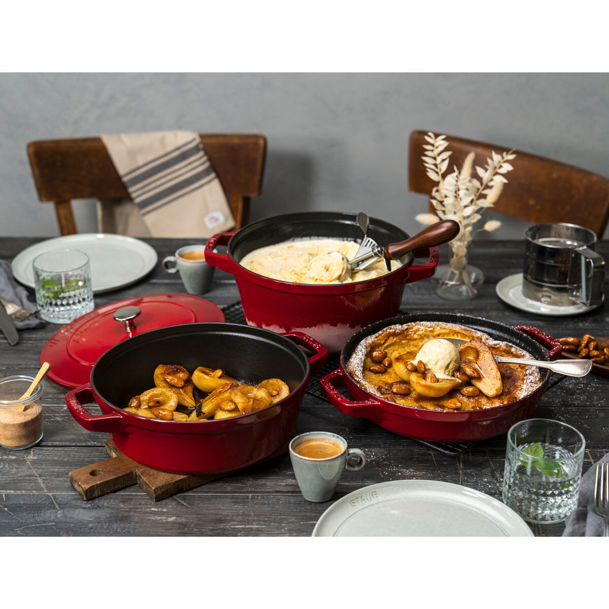 STAUB Stackable 3 Piece Pot Set in 3 Colours