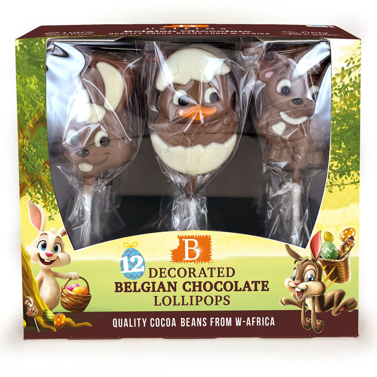 Belfine Belgian Decorated Chocolate Lollipops, 12 X 35G