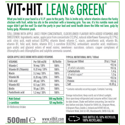 VIT HIT Lean & Green, 12 X 500Ml - Nonynana