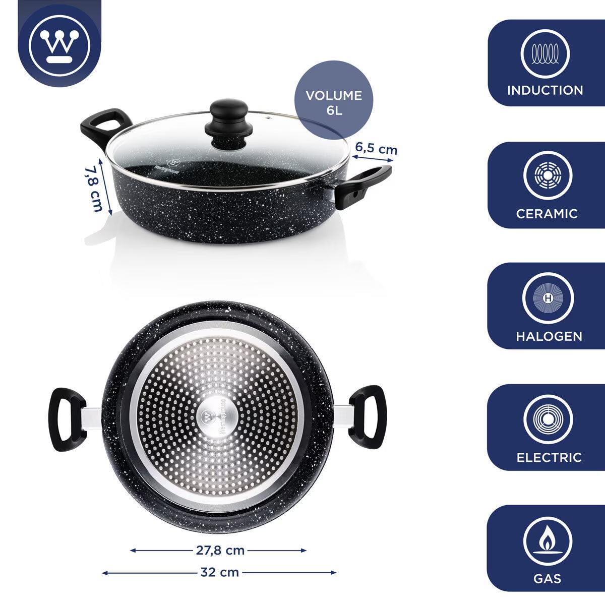 Buy now from NonynanaEssential  Westinghouse Low Non-Stick Casserole with Lid, 32Cm Westinghouse