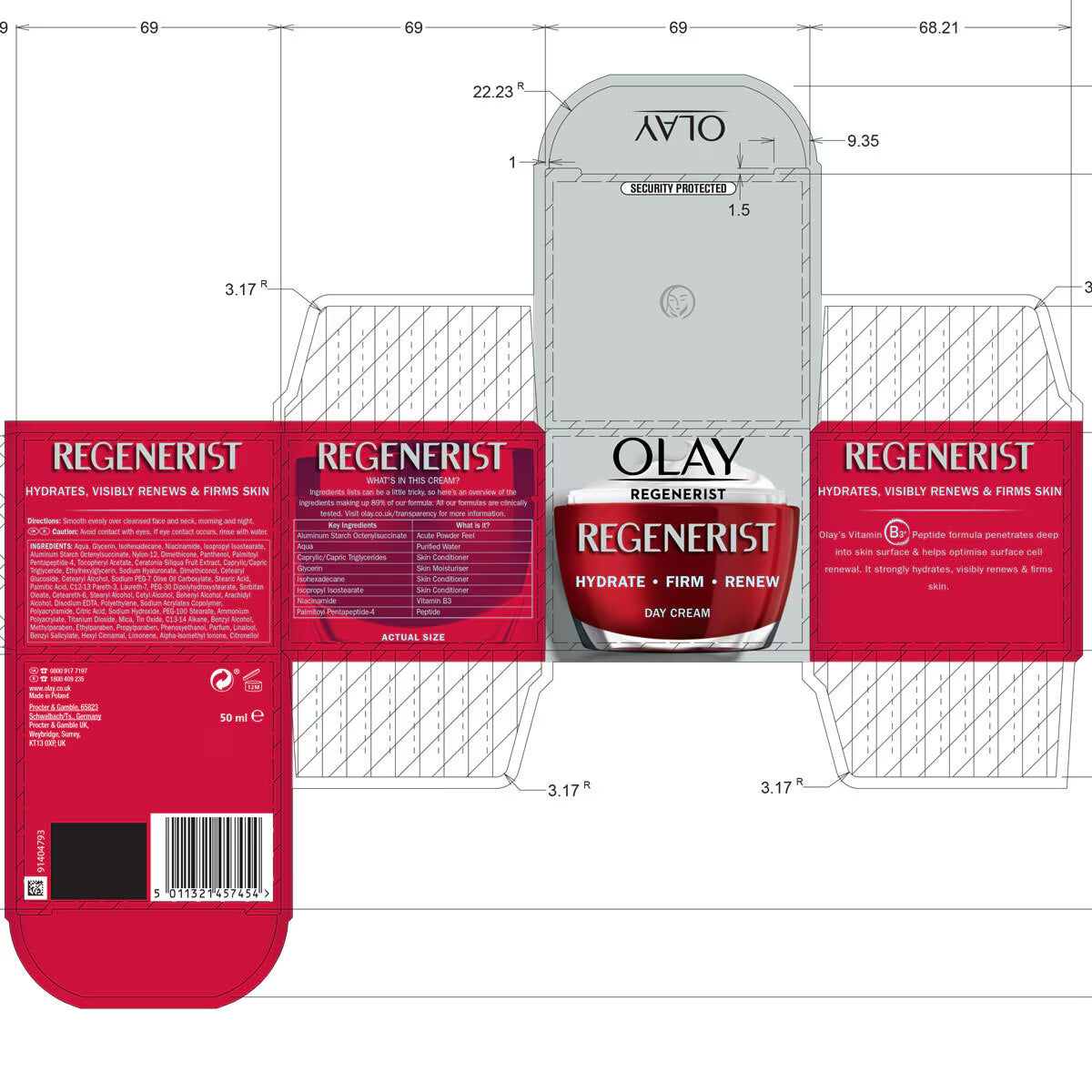 Olay Regenerist 3 Point Day Cream, 2 X 50Ml - Nonynana