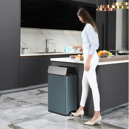 EKO Ecofly 20+20L Stainless Steel Kitchen Bin in Titanium Blue - Nonynana