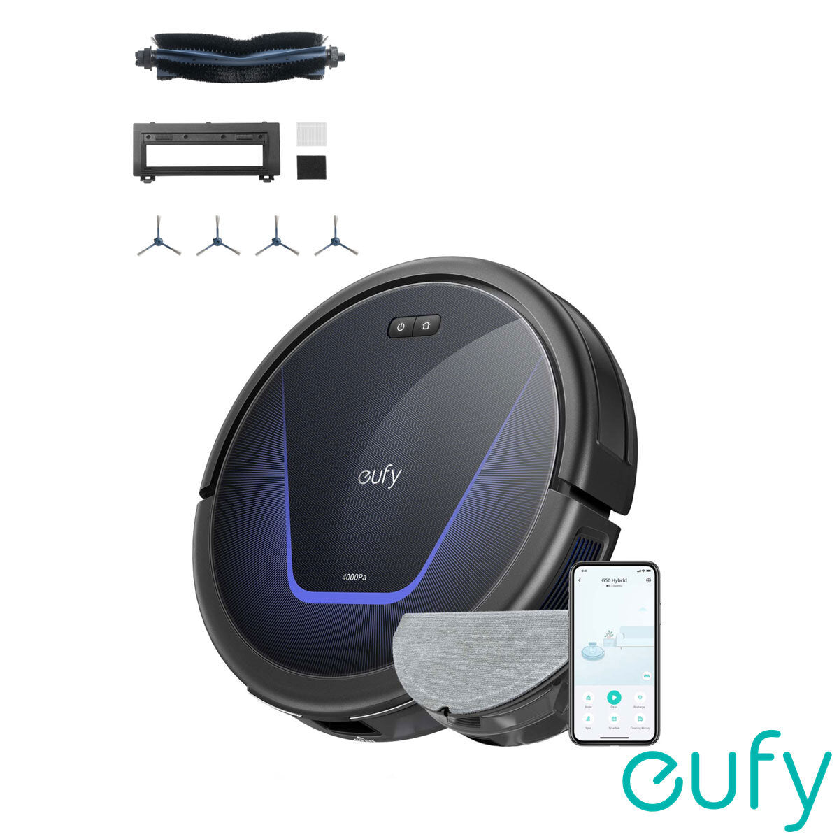 Eufy G50 Hybrid Robot Vacuum with Auto-Detangle Brush, Mop, Strong Suction & Bonus Accessory Kit