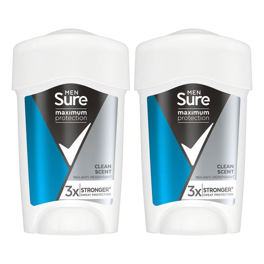 Sure Men Maximum Protection Anti-Perspirant Cream Deodorant, 2 X 45Ml - Nonynana