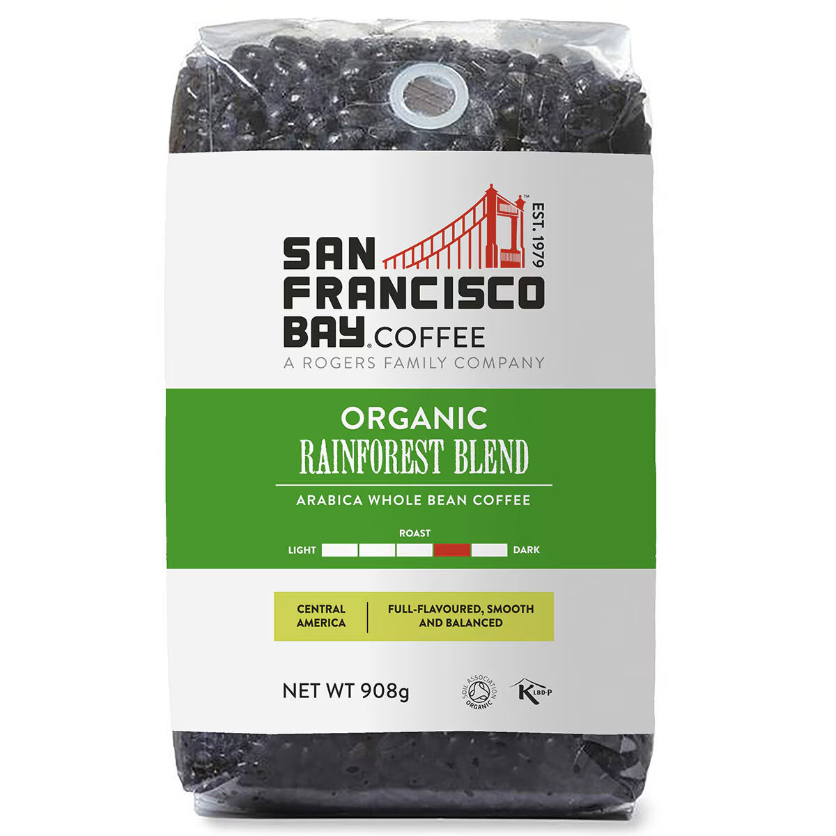 San Francisco Bay Organic Rainforest Blend Whole Bean Coffee, 908G - Nonynana