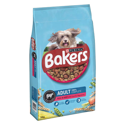 Bakers Adult Dry Dog Food Beef and Vegetables, 14Kg - Nonynana