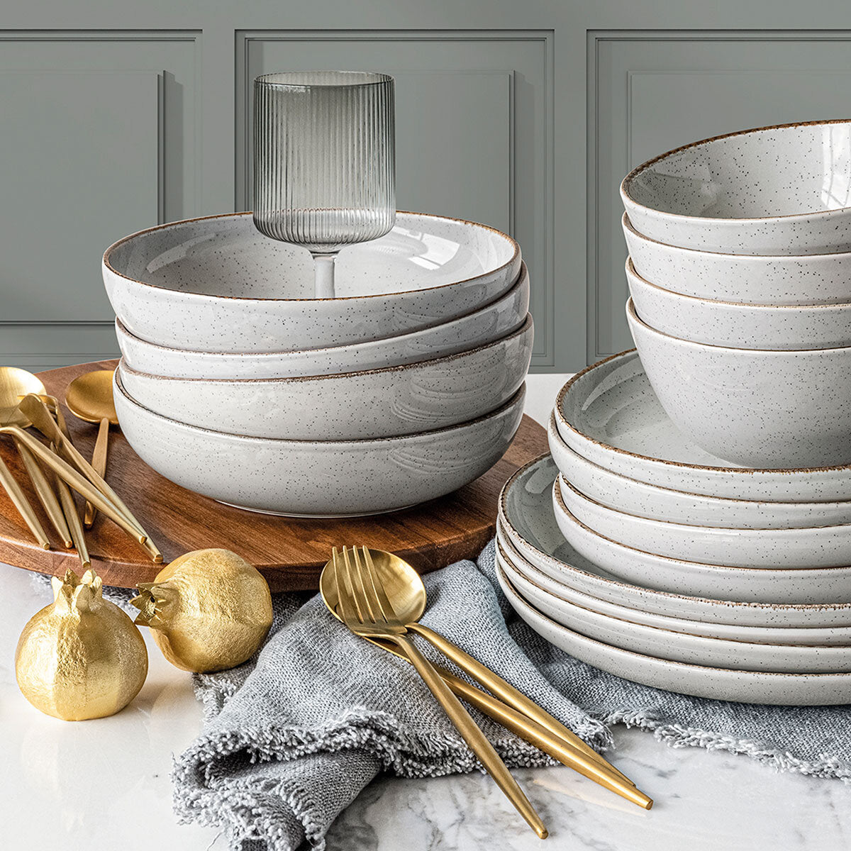 Buy now from NonynanaEssential  Over & Back Stoneware Dinnerware Set, 16 Piece in 2 Colours Over & Back