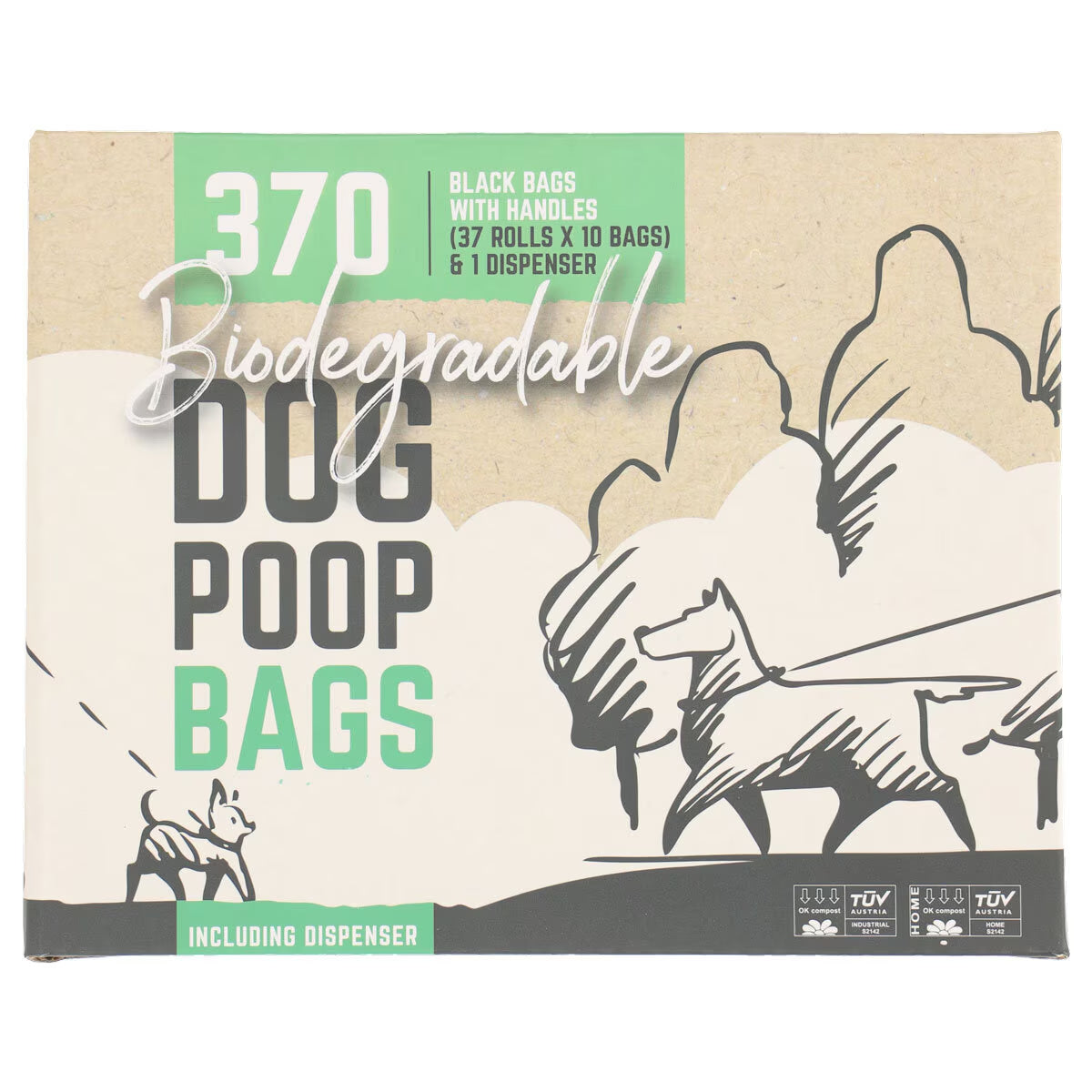 Biodegradable Dog Poop Bags, 370 Bags & 1 Dispenser - Nonynana