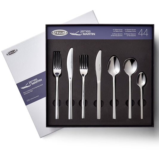 Stellar James Martin Stainless Steel Cutlery Set, 44 Piece - Nonynana