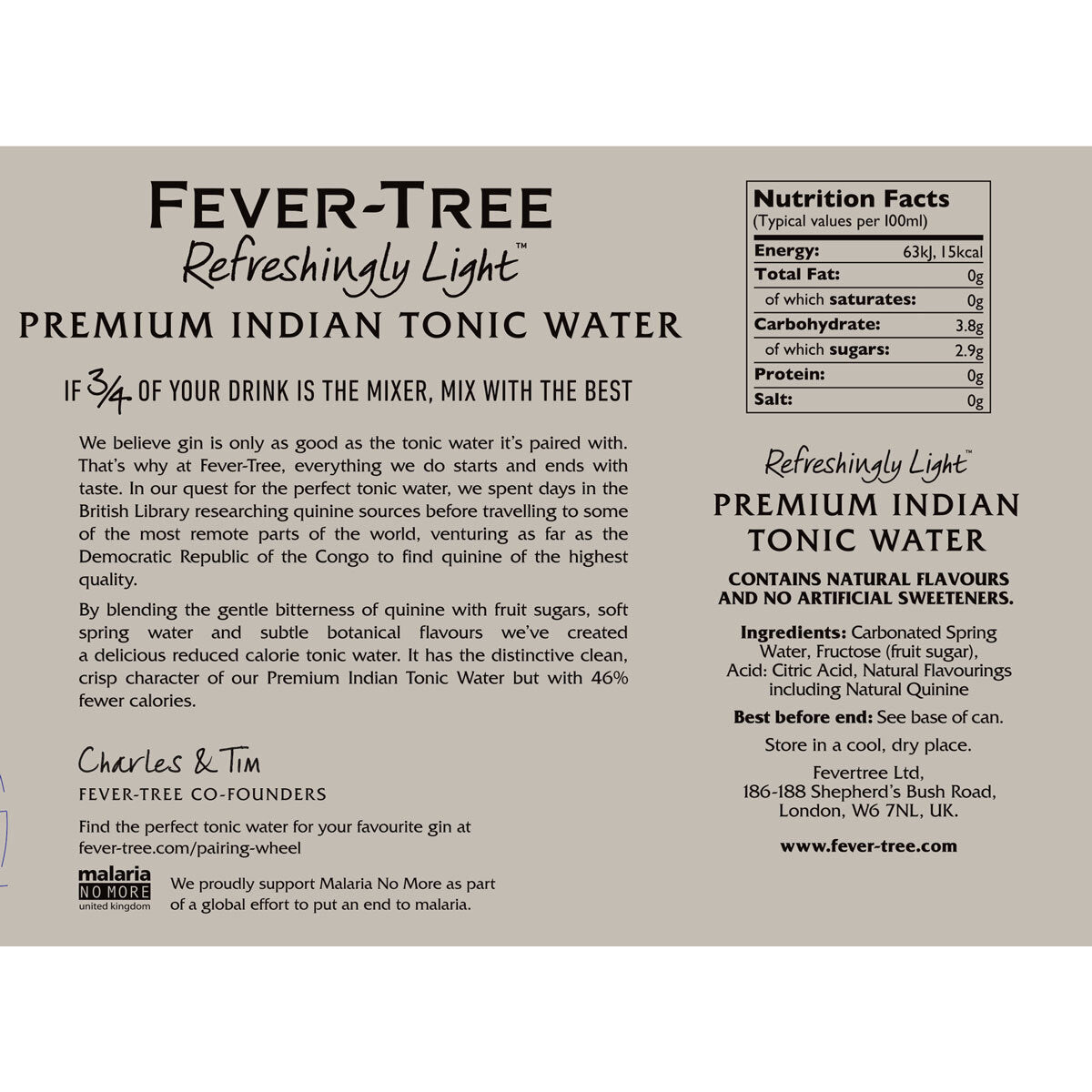 Buy now from NonynanaEssential  Fever-Tree Refreshingly Light Premium Indian Tonic Water, 30 X 150Ml Fever-Tree