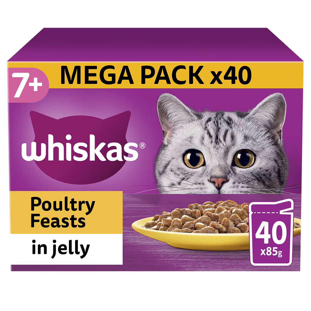 Whiskas Poultry Feast in Jelly Pouches 7+, 40 X 85G