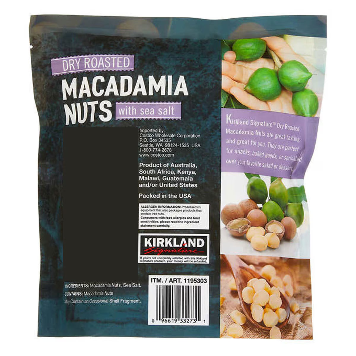 Kirkland Signature Dry Roasted Macadamia Nuts with Sea Salt, 680G - Nonynana