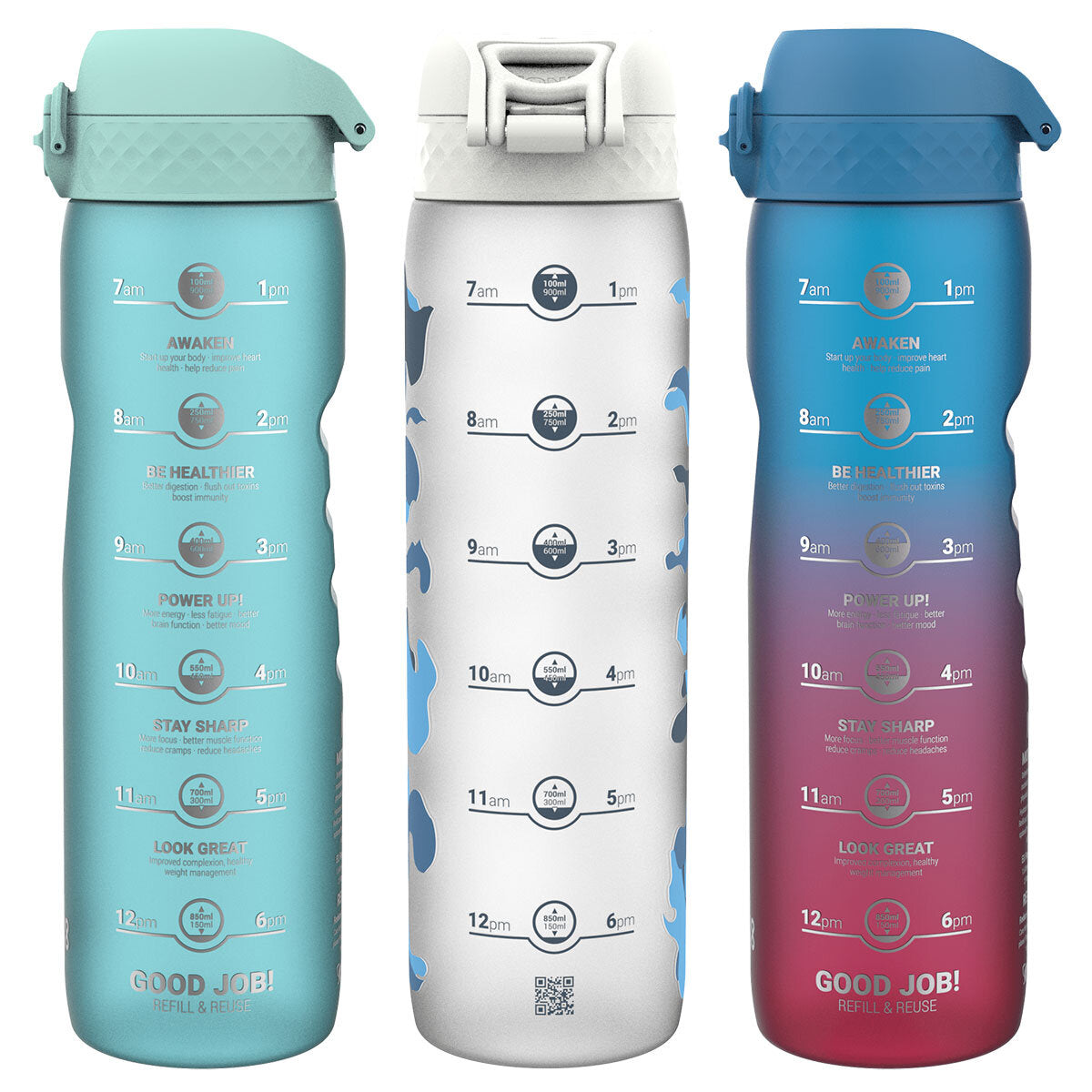 Buy now from NonynanaEssential  Ion8 Recyclon™ Motivator 1L Water Bottle, 3 Pack Ion8