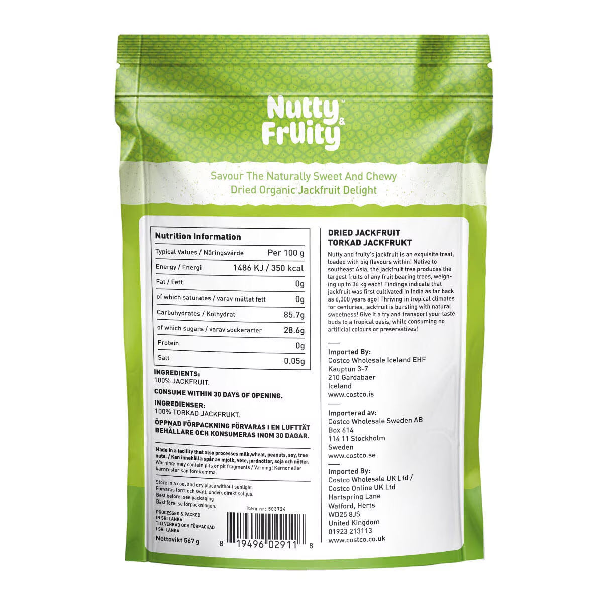 Nutty and Fruity Dried Jackfruit, 587G - Nonynana