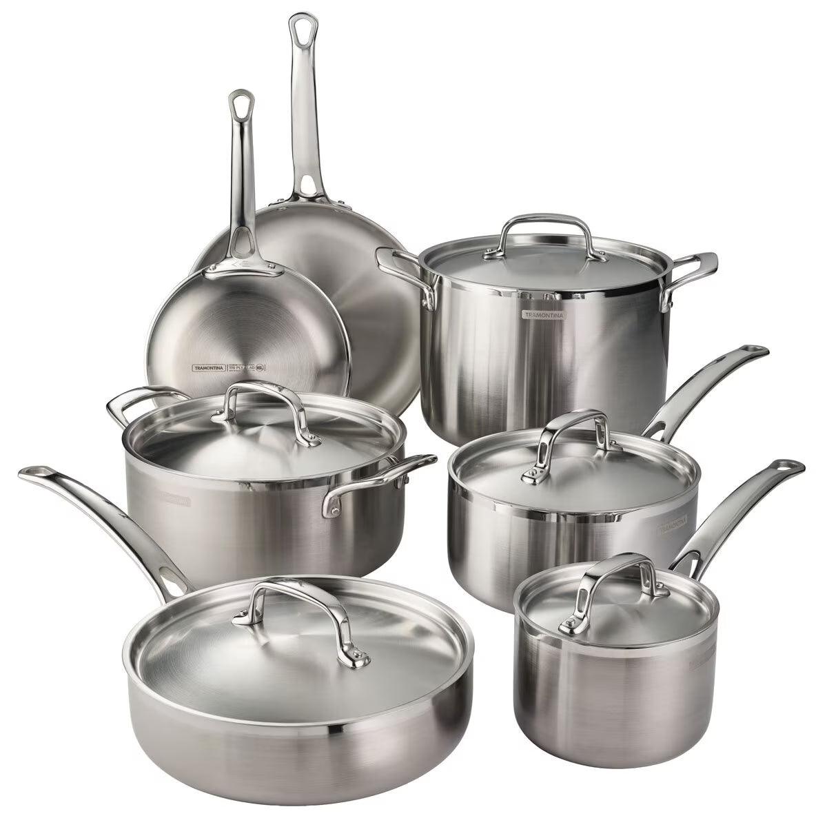 Buy now from NonynanaEssential  Tramontina Stainless Steel Cookware Set, 12 Piece Tramontina