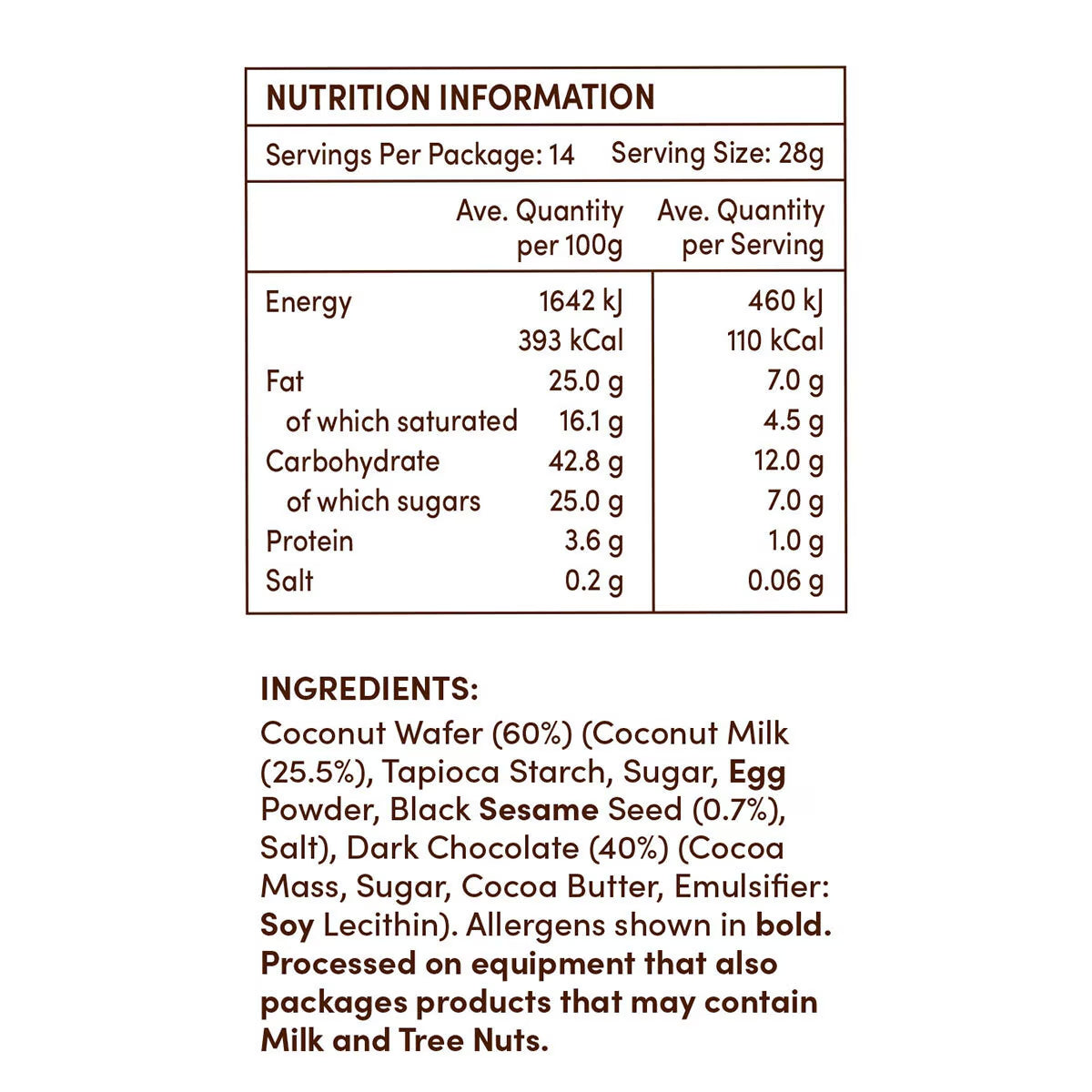 Tropical Fields Coconut Wafer Thins with Dark Chocolate, 397G - Nonynana