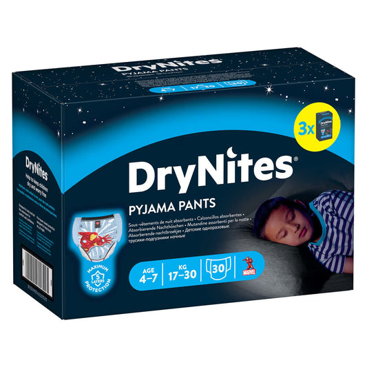 Huggies Drynites Pyjama Pants for Boys Years 4-7, 30 Pack - Nonynana