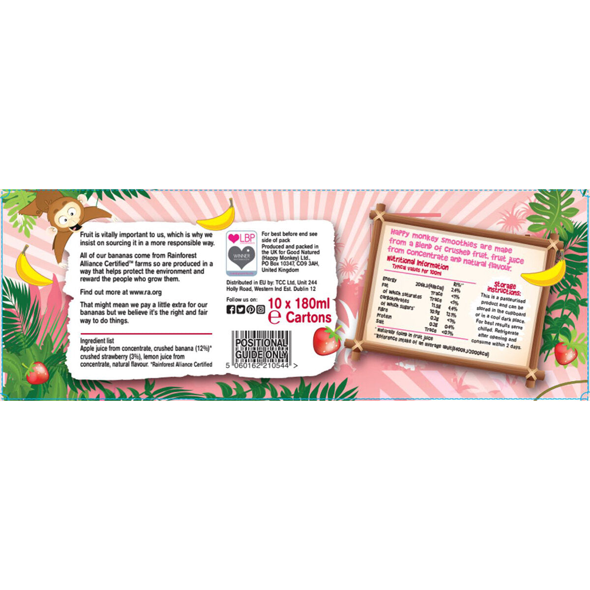 Buy now from NonynanaEssential  Happy Monkey Strawberry & Banana Smoothies, 4 X 10 X 180Ml Happy Monkey