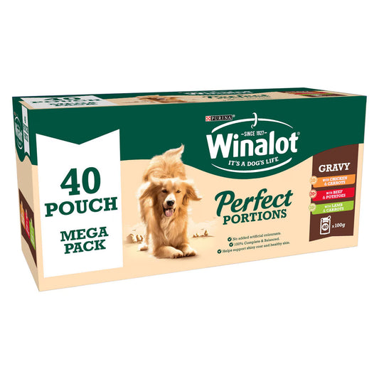 Winalot Perfect Portions Dog Food Mixed Variety Pack in Gravy, 40 X 100G - Nonynana