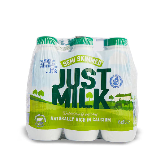 Candia Just Milk UHT Semi-Skimmed Milk, 6 X 1L - Nonynana