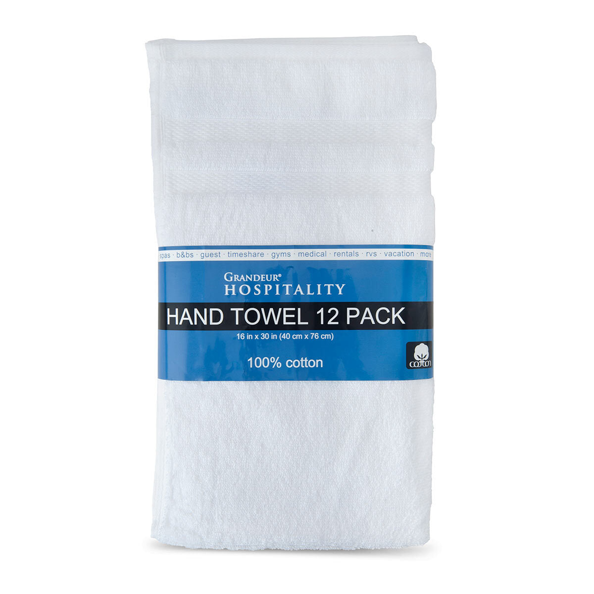 Buy now from NonynanaEssential  Grandeur 100% Cotton Hospitality Hand Towels, 12 Pack Grandeur