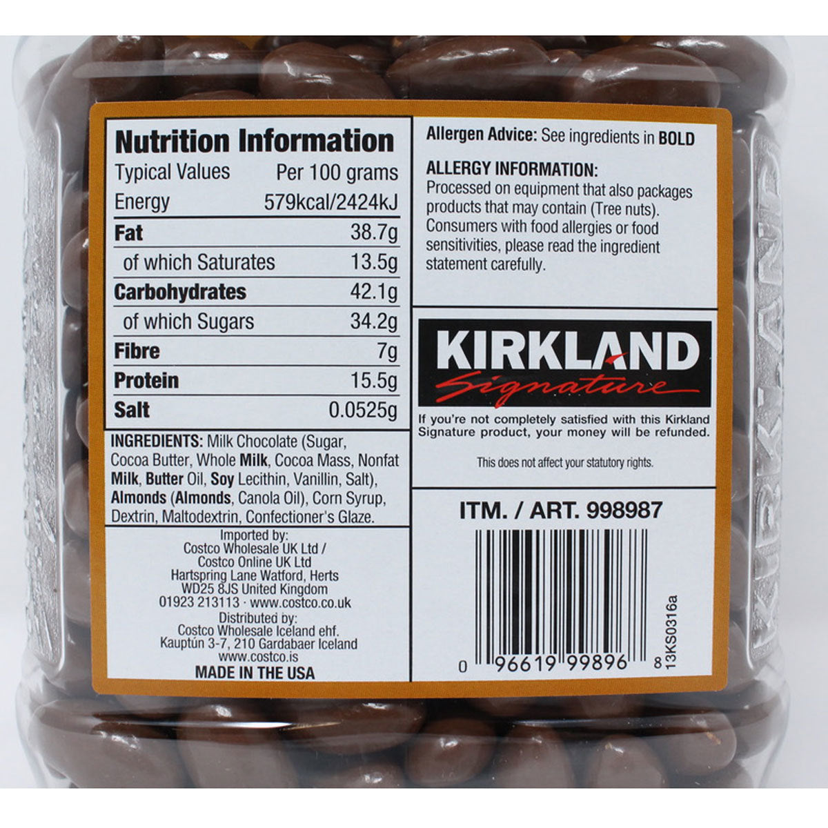 Buy now from NonynanaEssential  Kirkland Signature Milk Chocolate Almonds, 1.36Kg Kirkland Signature