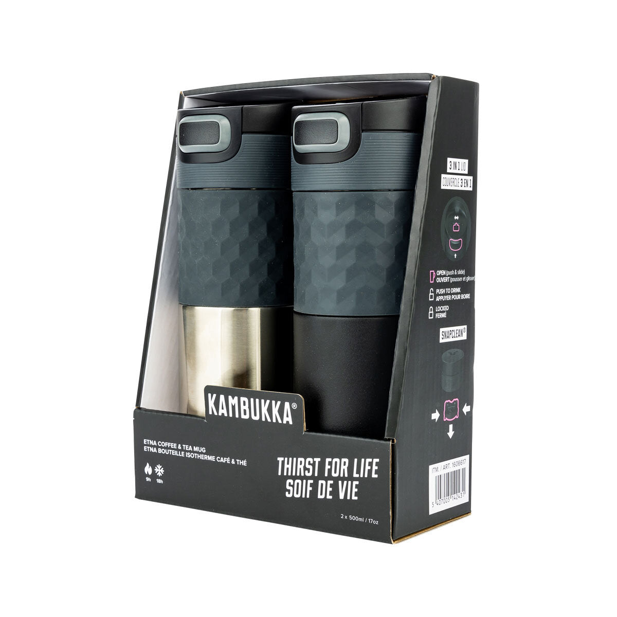 Buy now from NonynanaEssential  Kambukka 500Ml Travel Mug, 2 Pack in 2 Colours Kambukka