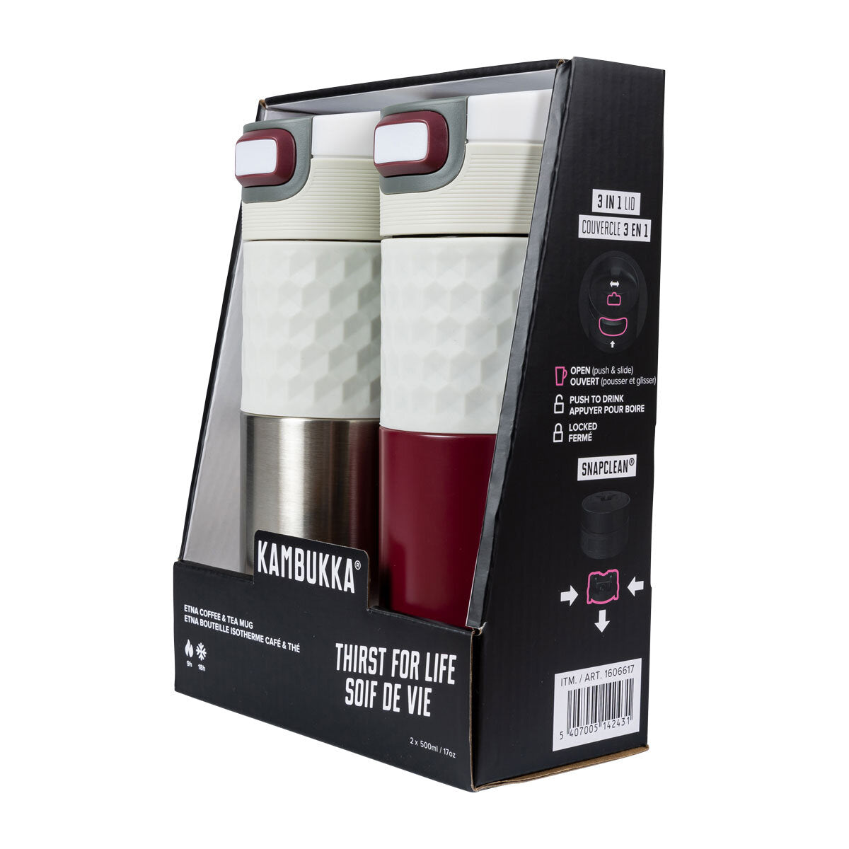 Buy now from NonynanaEssential  Kambukka 500Ml Travel Mug, 2 Pack in 2 Colours Kambukka