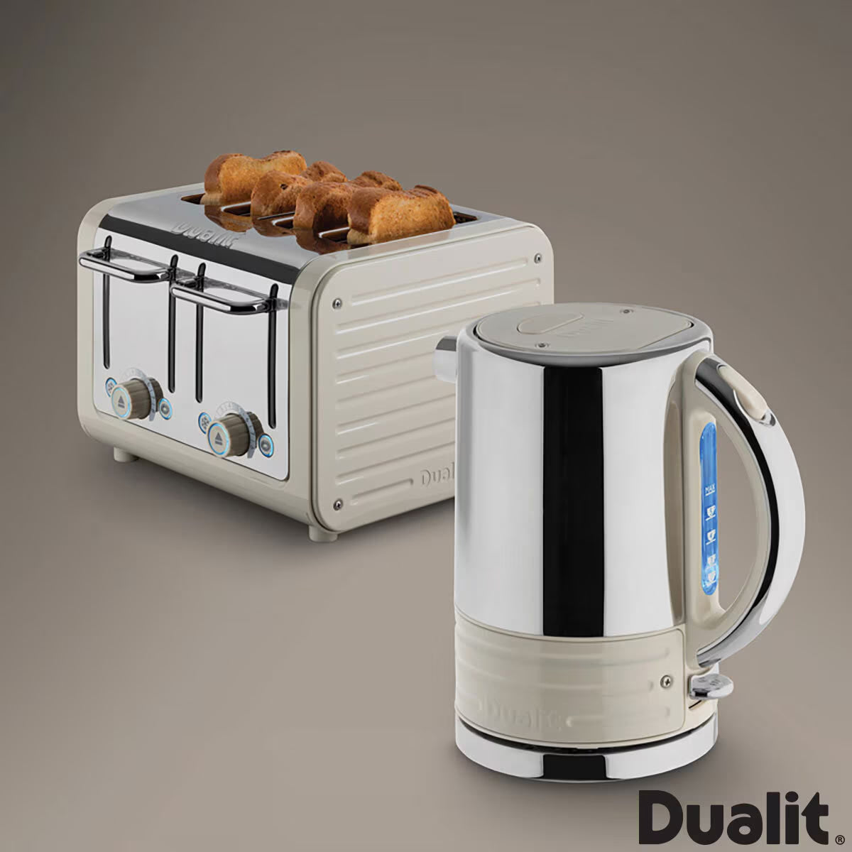 Dualit Kitchen Dualit Architect Kettle and Toaster Set in Oyster White - Nonynana