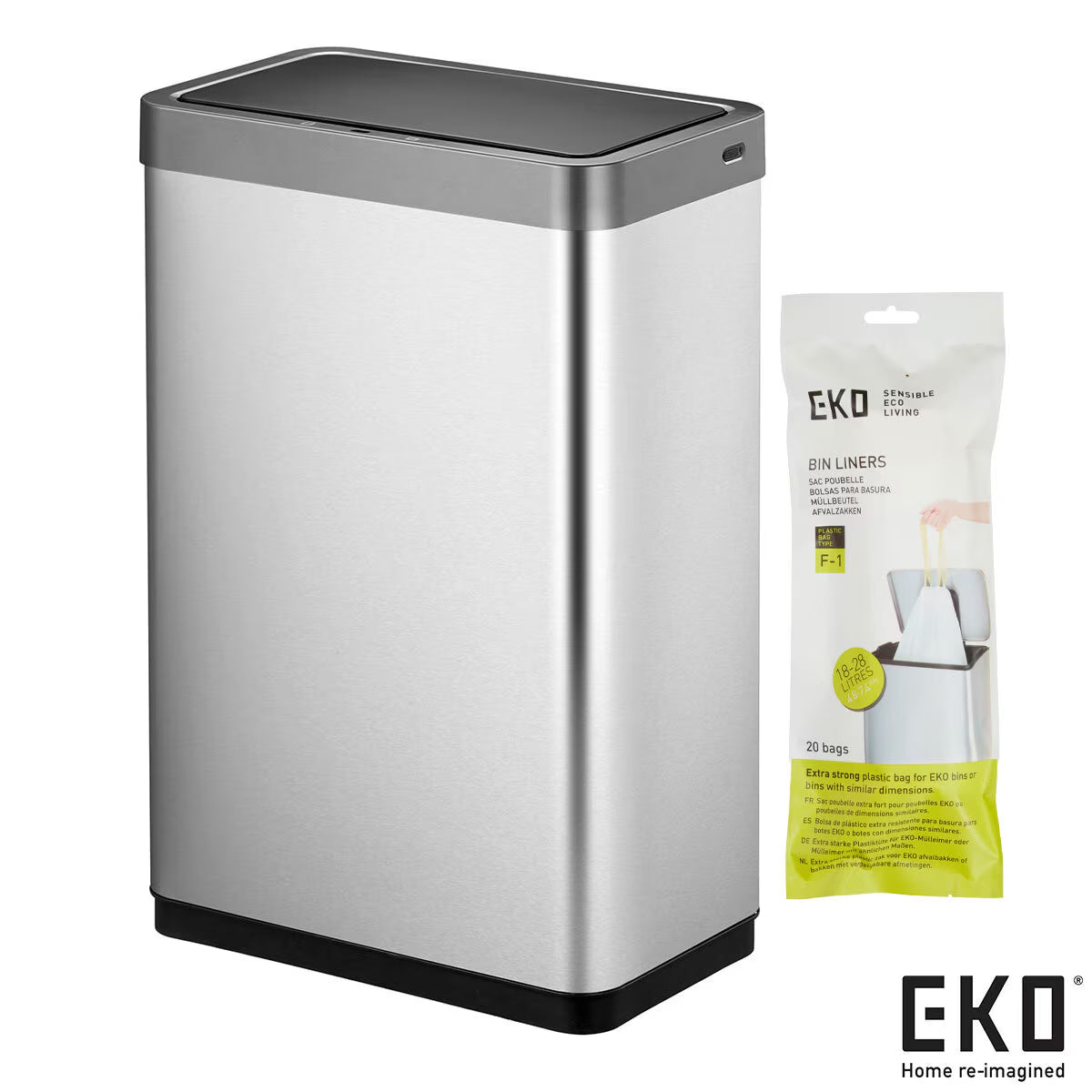 EKO Mirage X-Sensor 20+20L Stainless Steel Sensor Bin - Nonynana