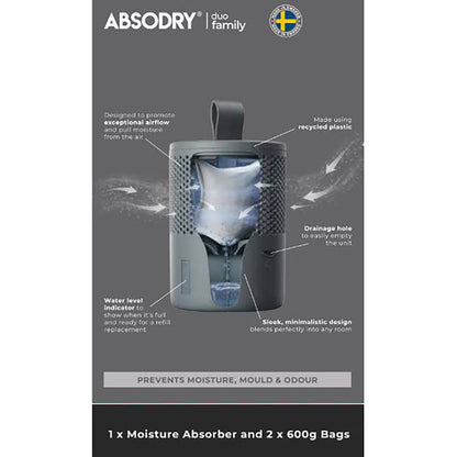 Absodry Moisture Absorber with 2 Refills – Stylish Dehumidifier for Home & Office - Nonynana