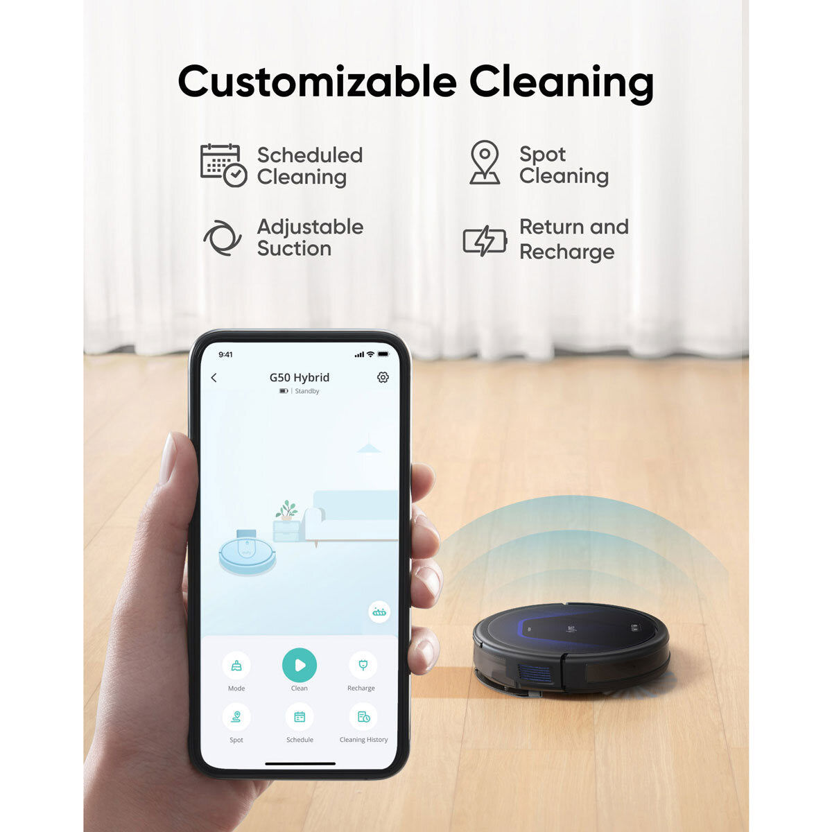 Eufy G50 Hybrid Robot Vacuum with Auto-Detangle Brush, Mop, Strong Suction & Bonus Accessory Kit