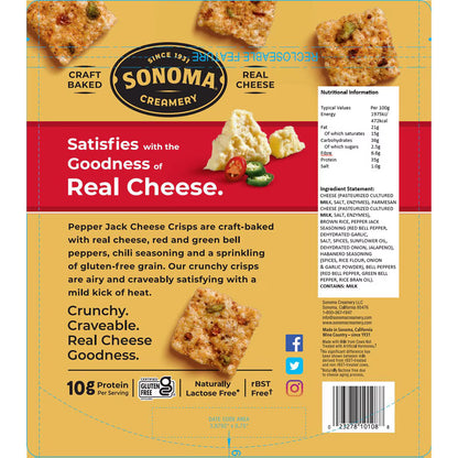 Sonoma Creamery Pepper Jack Crisps, 284G - Nonynana