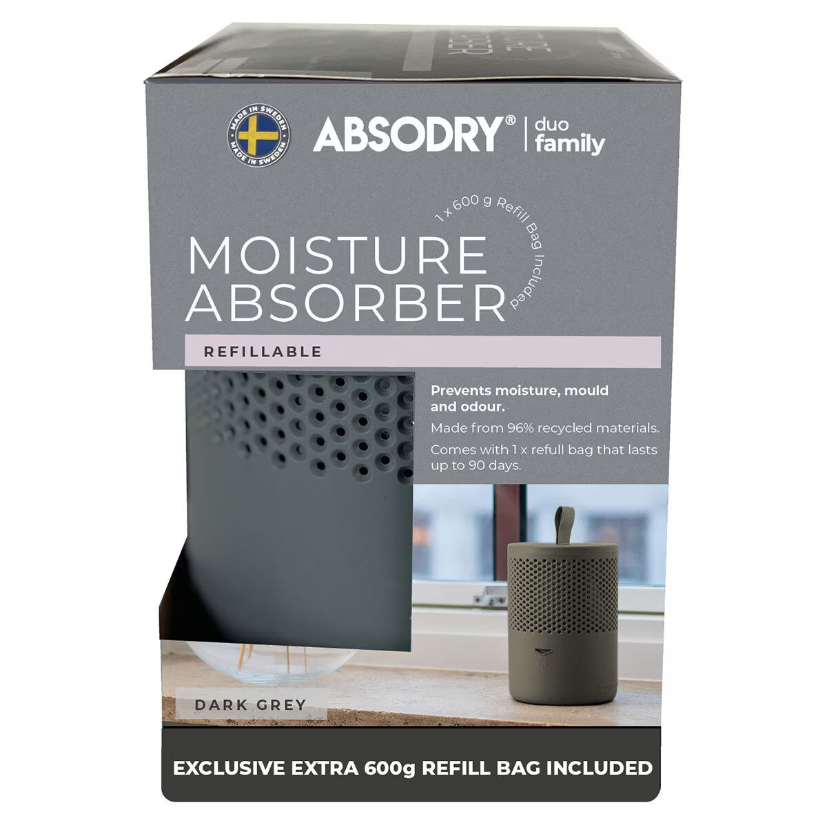 Absodry Moisture Absorber with 2 Refills – Stylish Dehumidifier for Home & Office - Nonynana