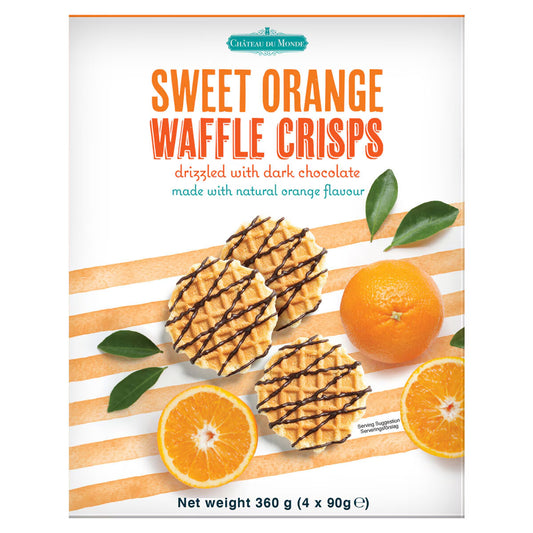 Chateau Du Monde Sweet Orange Waffle Crisps, 4 X 90G - Nonynana