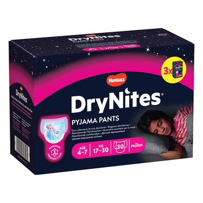 Huggies Drynites Pyjama Pants for Girls Years 4-7, 30 Pack - Nonynana