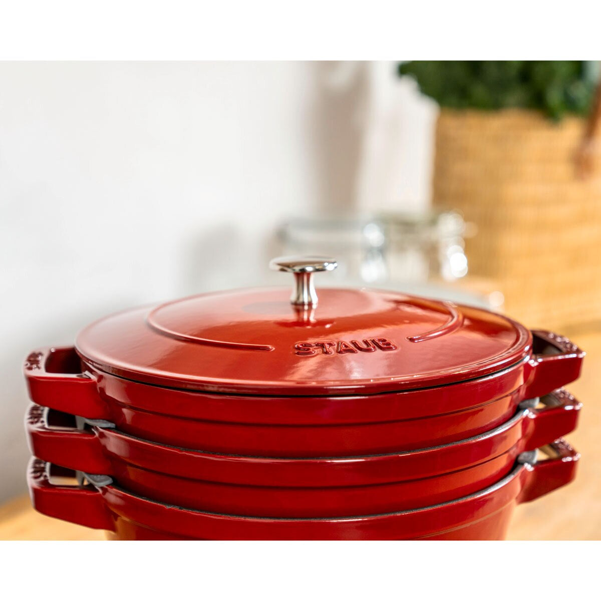 STAUB Stackable 3 Piece Pot Set in 3 Colours