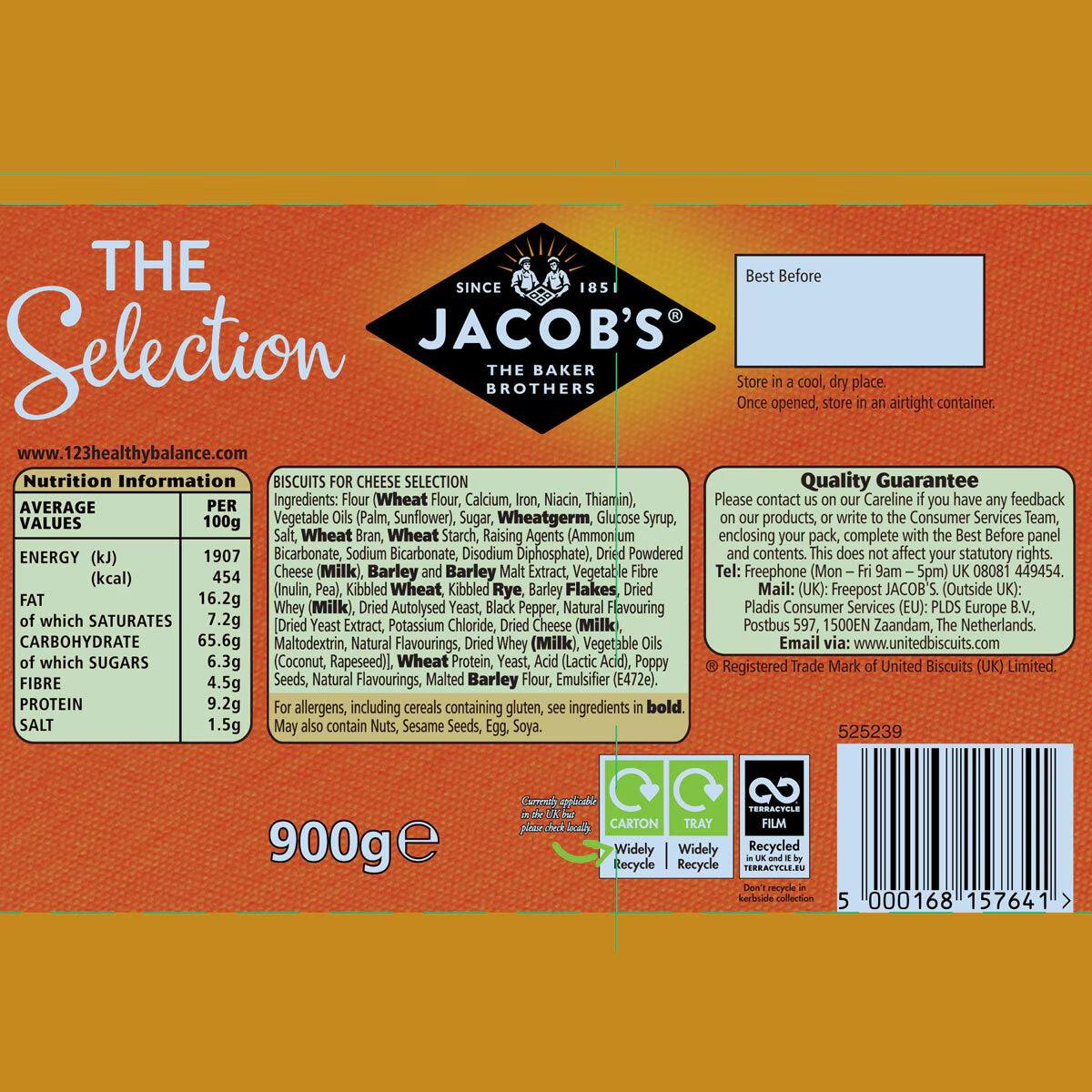 Buy now from NonynanaEssential  Jacob'S Biscuits for Cheese Selection, 900G Jacob's