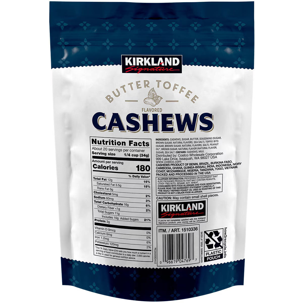 Kirkland Signature Butter Toffee Cashews, 680G - Nonynana