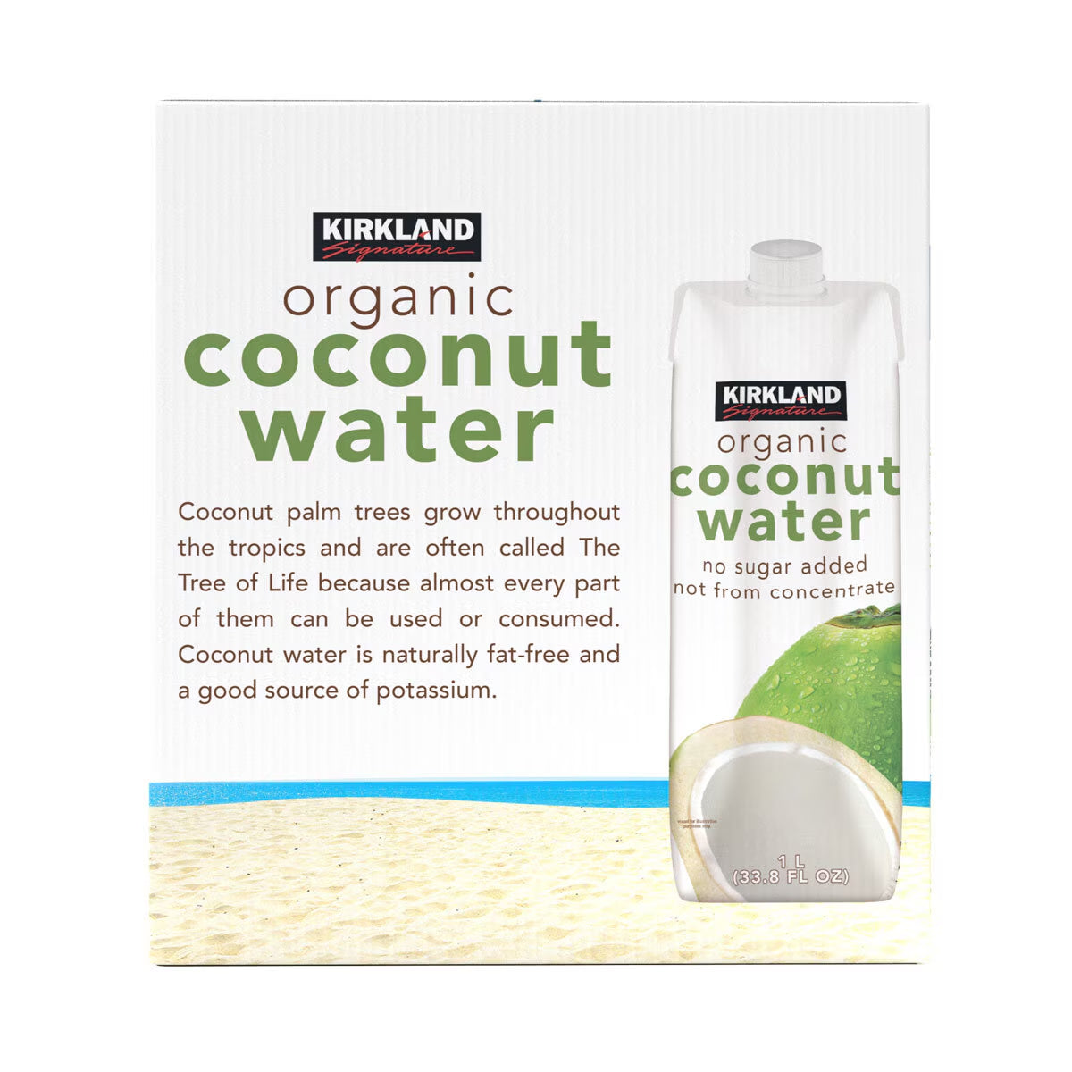 Kirkland Signature Organic Coconut Water No Added Sugar, 9 X 1L - Nonynana