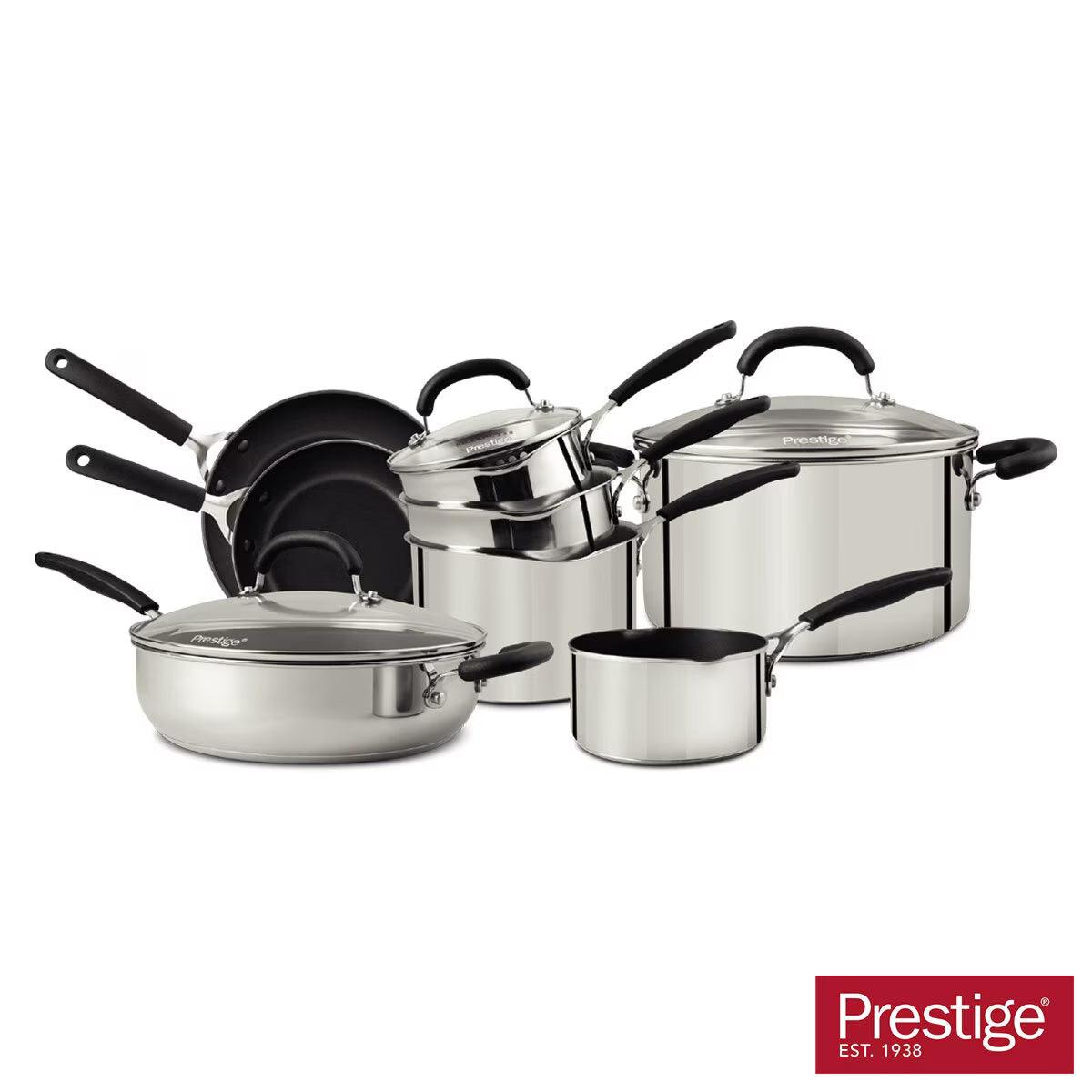 Buy now from NonynanaEssential  Prestige Stainless Steel Cookware Set, 13 Piece Prestige