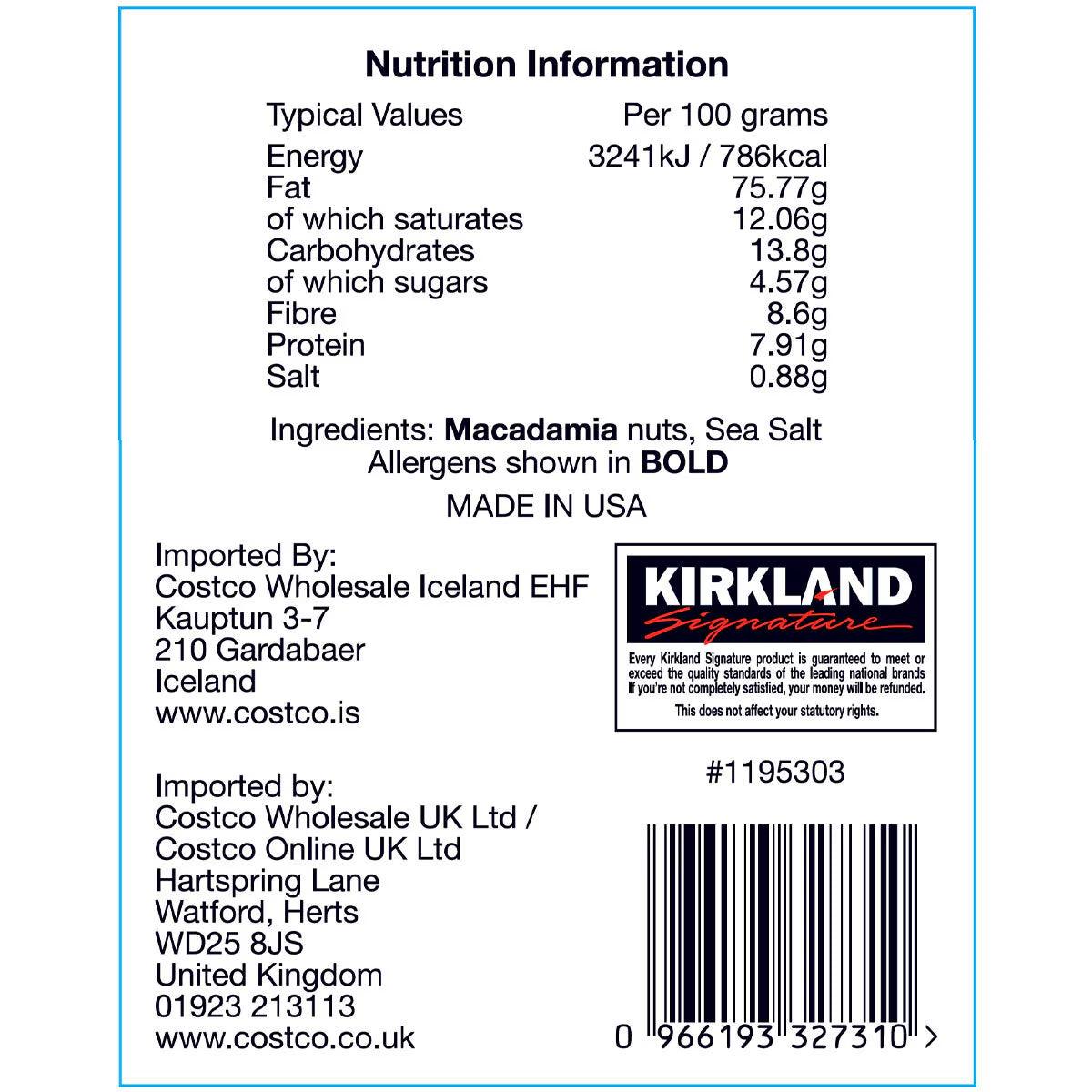 Buy now from NonynanaEssential  Kirkland Signature Dry Roasted Macadamia Nuts with Sea Salt, 680G Kirkland Signature