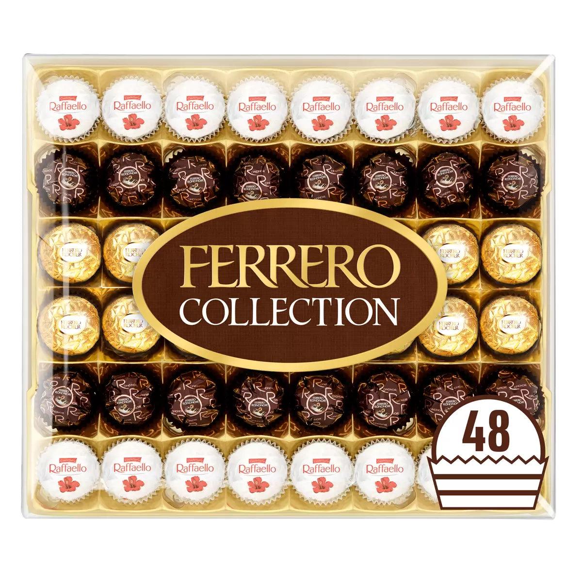 Buy now from NonynanaEssential  Ferrero Rocher 48 Piece Collection Chocolate Gift Box, 518G Ferrero Rocher