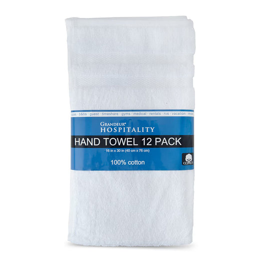 Grandeur 100% Cotton Hospitality Hand Towels, 12 Pack - Nonynana